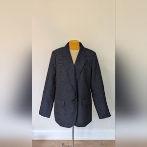 a new day women's sz 16, 1 button navy and gold blazer